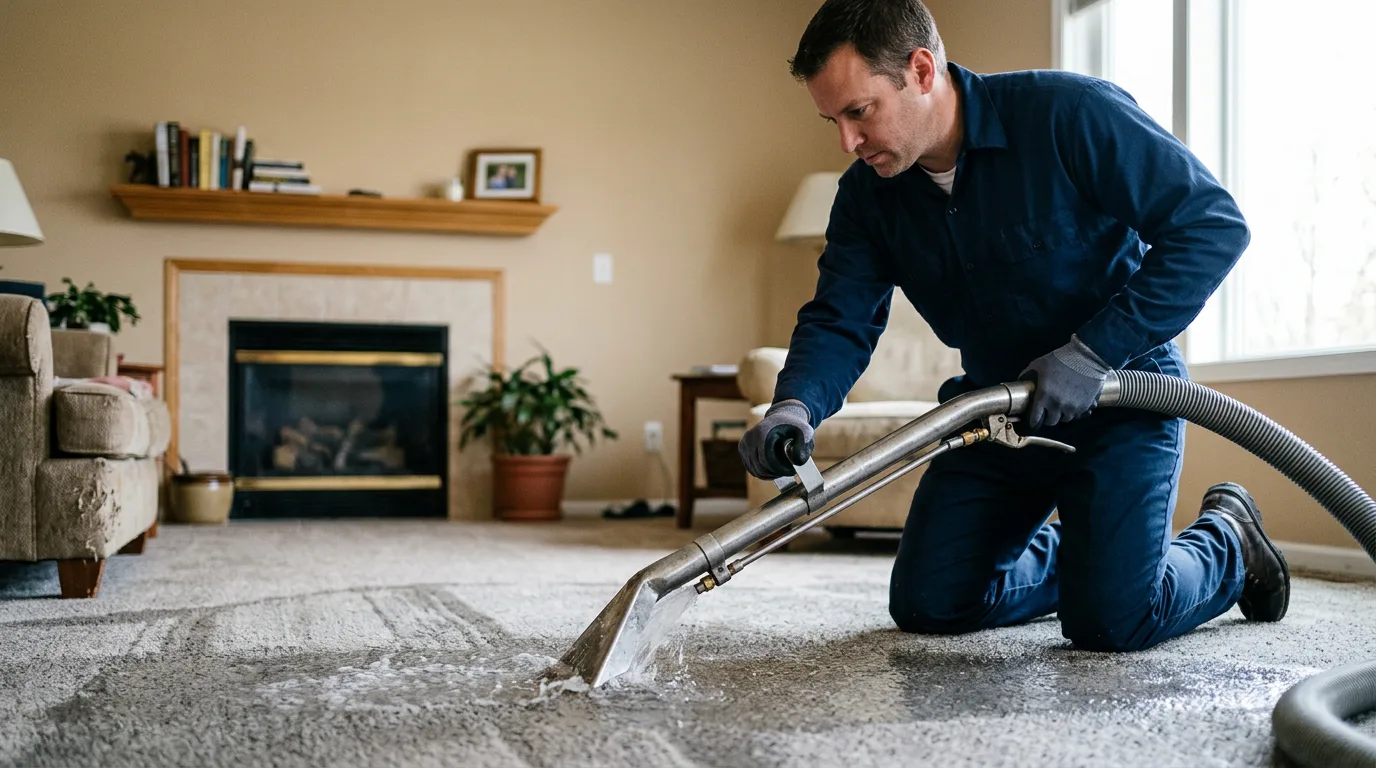 Water damage restoration technician working near Springfield, NJ